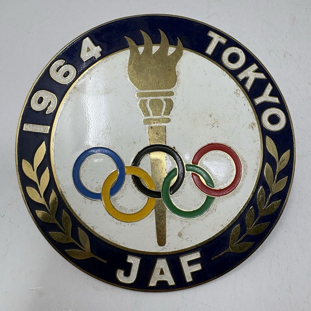 JAF Japan Automobile Federation Car Badge 1964 Tokyo Olympic Vintage Emblem